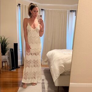 Astr The Label Cream Lace Maxi Slip Dress